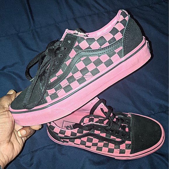Vans Shoes - Vans Unisex Old Skool Chex Pink and Black Sneakers